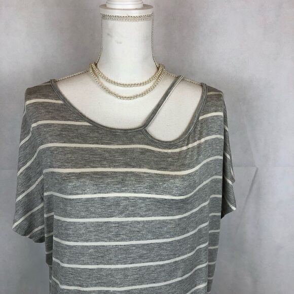 Ces Femme Cut out Striped Top Grey and white - Picture 4 of 8